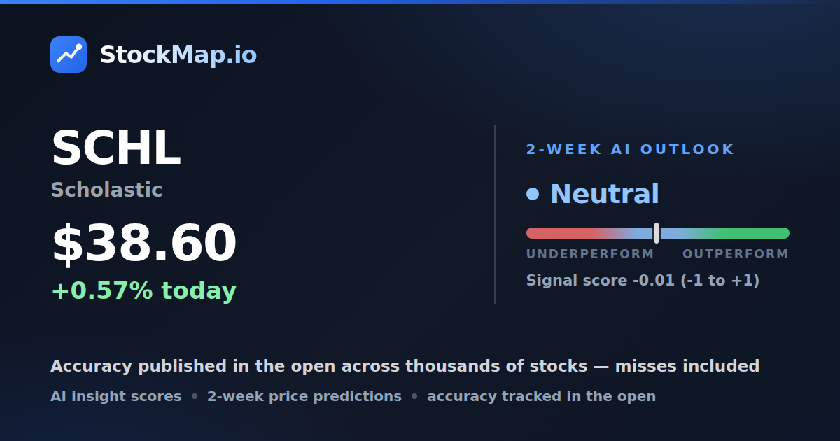 Scholastic (SCHL) — StockMap 2-week forecast & tracked accuracy