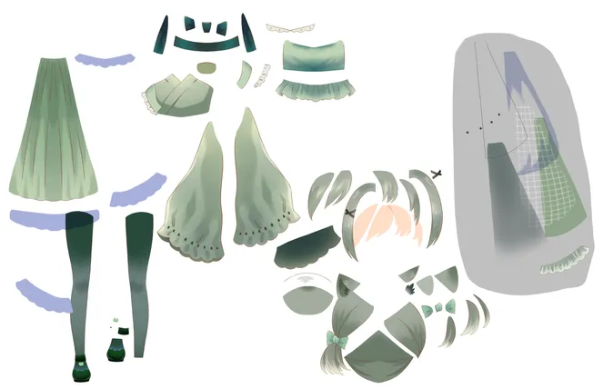 汎用・和風ロングスカートなネコミミNo.3 - YT - nizima by Live2D