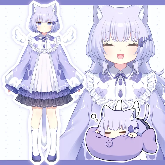 紫ケモミミちゃん【パーツ分けPSD】 - ポテノキ - nizima by Live2D