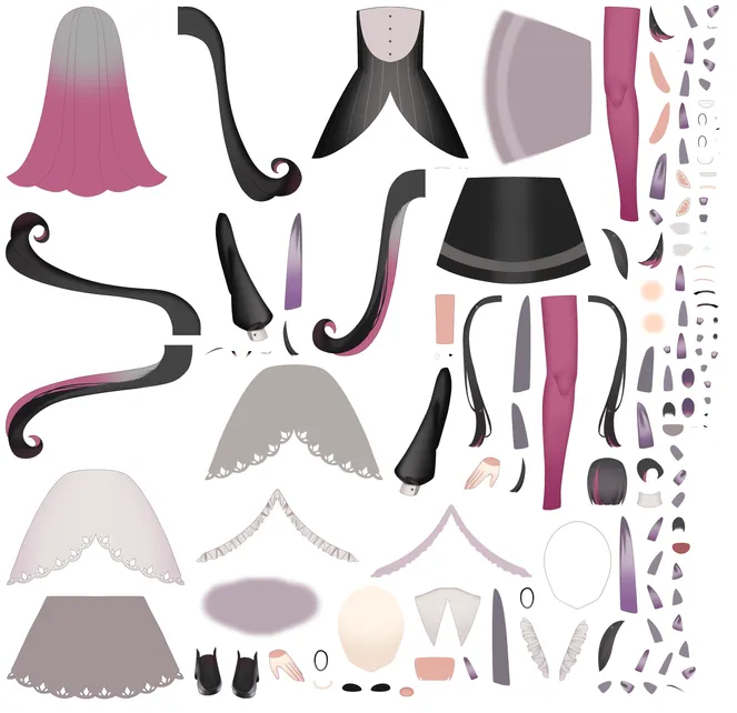 パーツ分けPSD】黒ワンピの女の子【限定1点】 - 八千代Live2D制作所