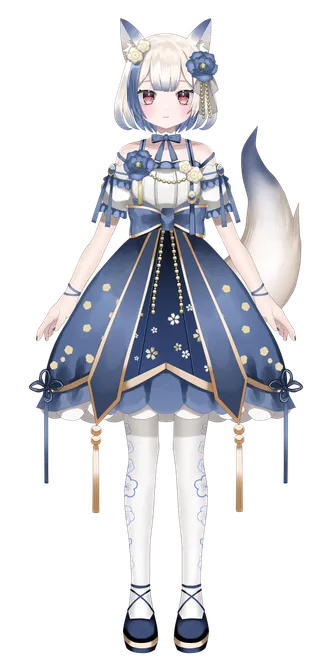 限定1点】白と青の狐の女の子【予約可能です！】 - 八百枝 豆ノ助