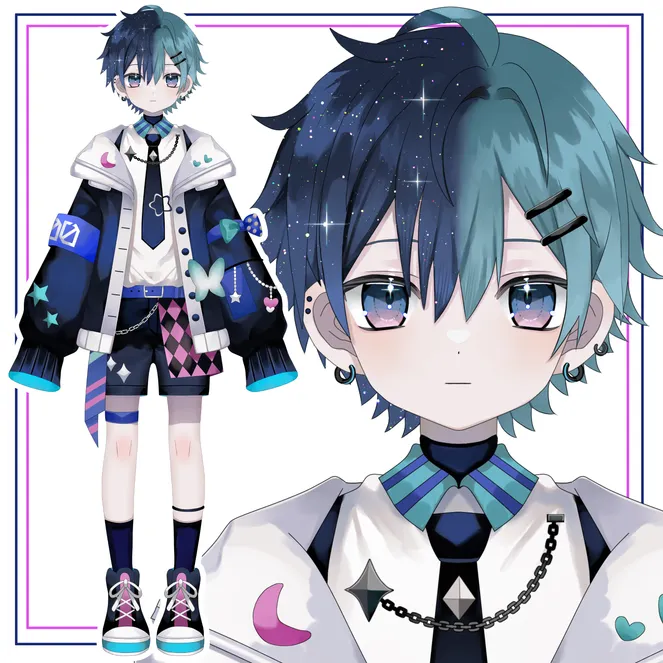 パーツ分けPSD】夜モチーフの男の子【限定1点】 - 八百枝 豆ノ助