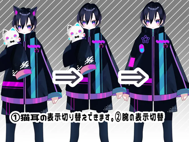 限定1点・サイバーネオンの猫少年 - にゃんめい☆依頼すぐ着手 限定1点・サイバーネオンの猫少年 - にゃんめい☆依頼すぐ着手
