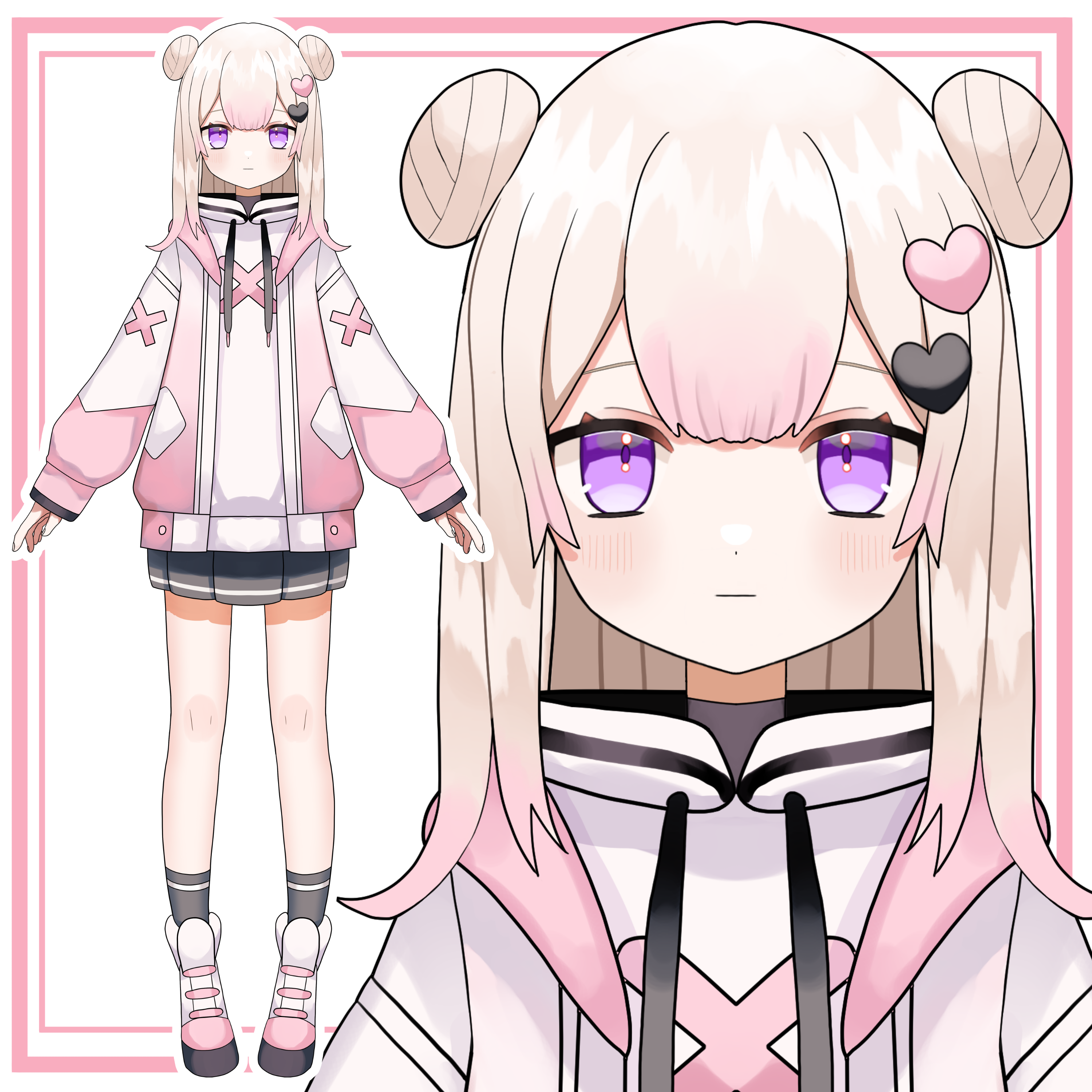 パーツ分け済みPSD】ピンクの女の子【汎用モデルイラスト】 - 八百枝