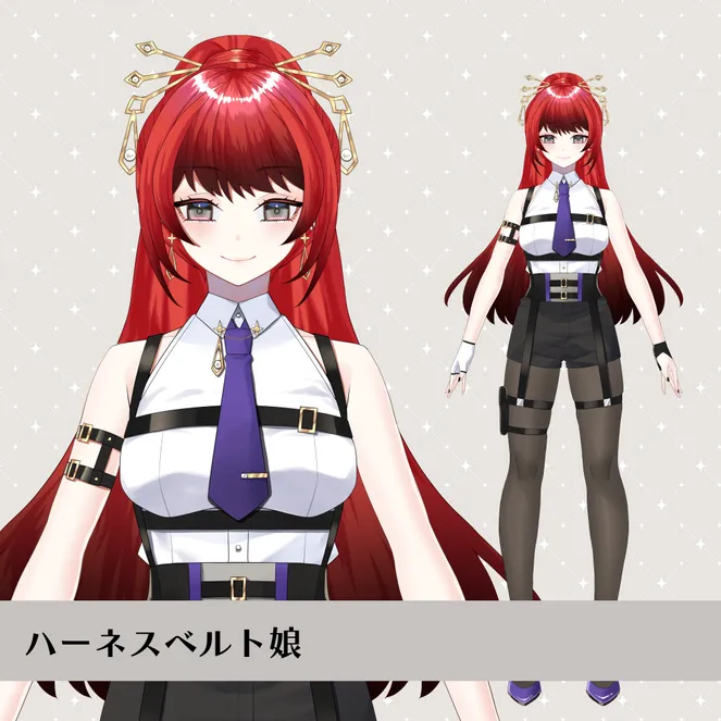 パーツ分け済みPSD】ハーネスベルト娘【限定1点】 - 朝喜紅緒 - nizima