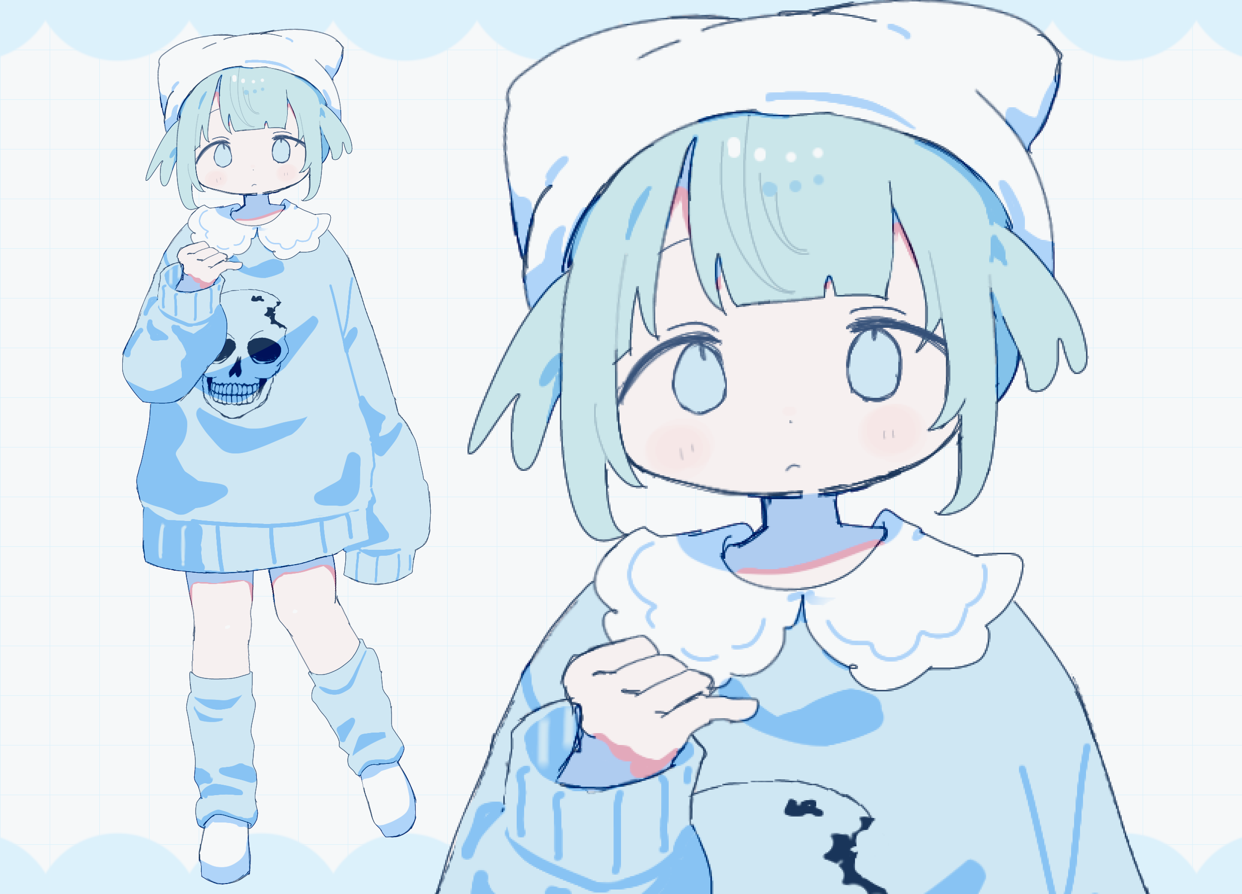 限定1点】水色サブカルちゃん - おいも - nizima by Live2D