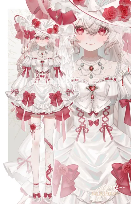 ふんわりガーリーうさ耳少女🎀髪型3種＆衣装3種＆表情差分14種付き