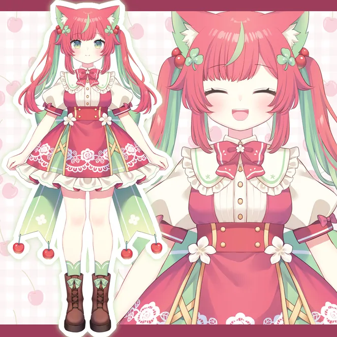 さくらんぼケモミミちゃん【パーツ分けPSD】 - ポテノキ - nizima by