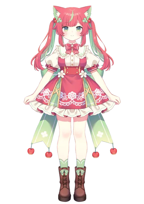 コラボ‼️カモフラサボちゃん No.212 さくらんぼケモミミちゃん【パーツ分けPSD】 - ポテノキ - nizima by