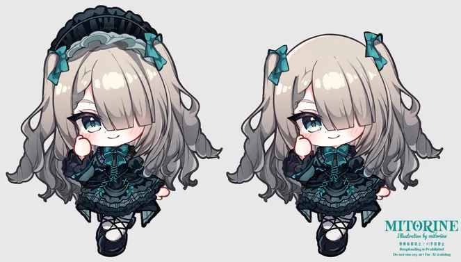 限定1点】ゴシックロリータの女の子【パーツ分け済みPSD+ミニキャラ