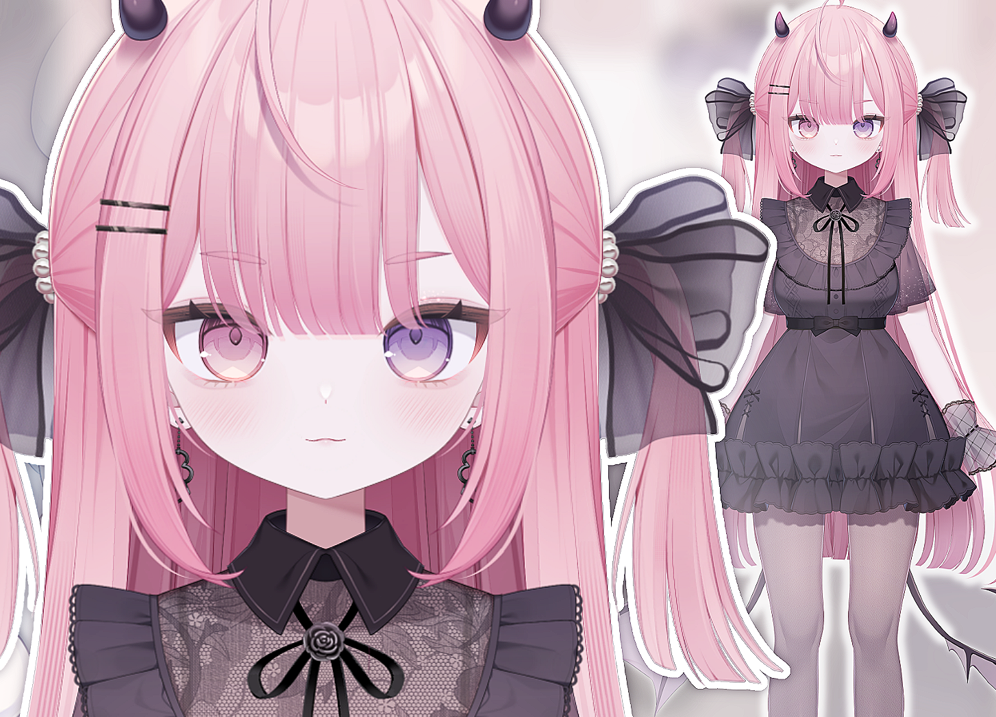 ピンク髪の悪魔の女の子 - ここげ - nizima by Live2D
