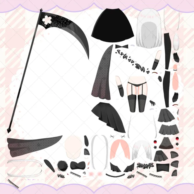 限定1点】黒桜×死神の女の子【パーツ分け済psd】 - ろゆ - nizima by
