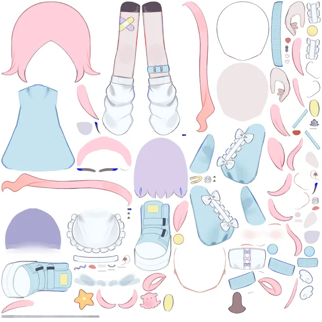 ぶーちゃん様　オーダー作成 汎用モデル】ジャージメイドめんだこちゃん【パーツ分け済PSD