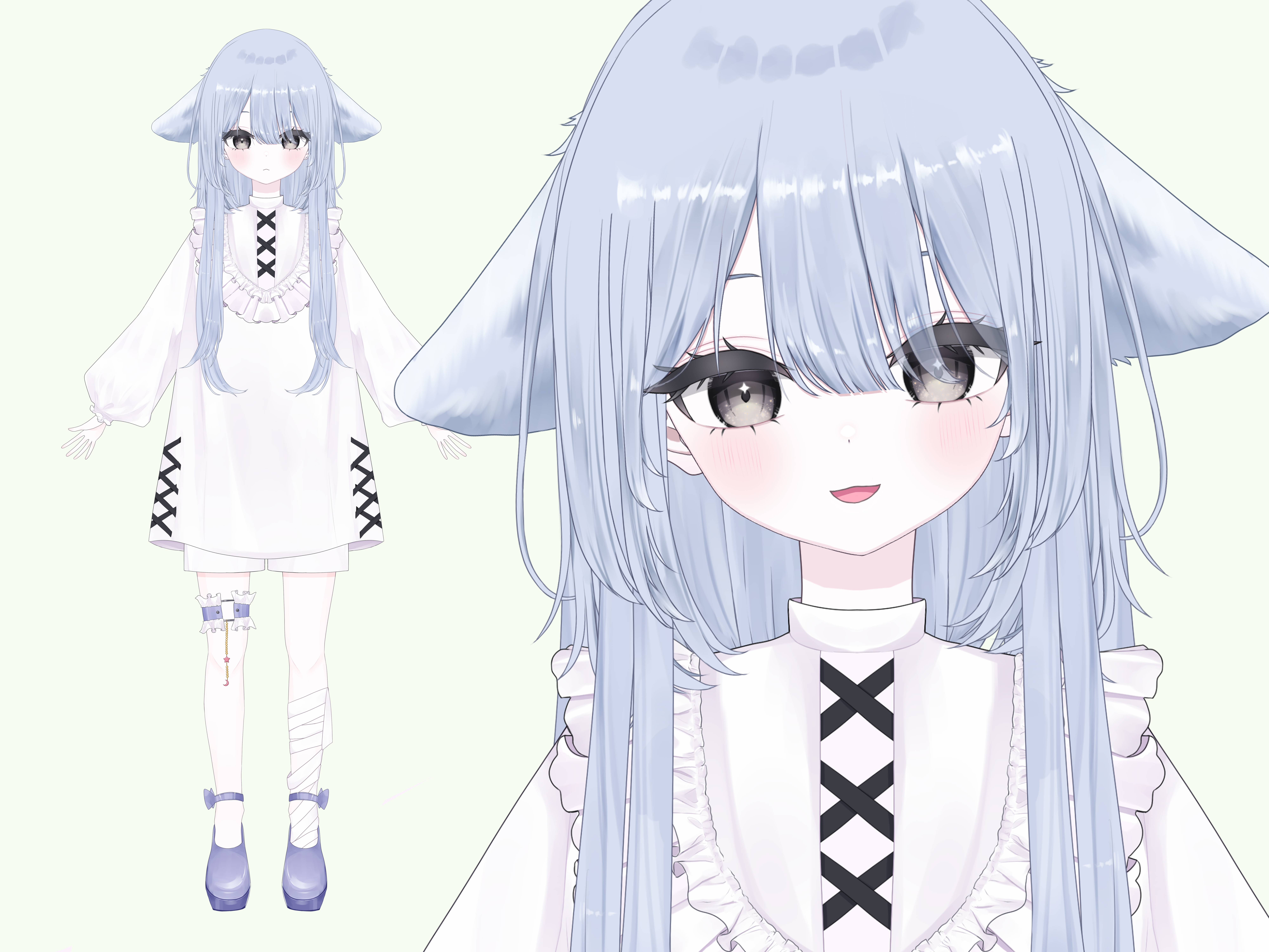 限定1点】垂れ耳青髪ちゃん【VTS対応】 - そめの - nizima by Live2D