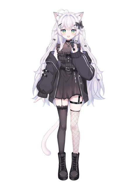 限定1点】白髪のケモミミ少女(asmr) - ネコミミ100% - nizima by Live2D