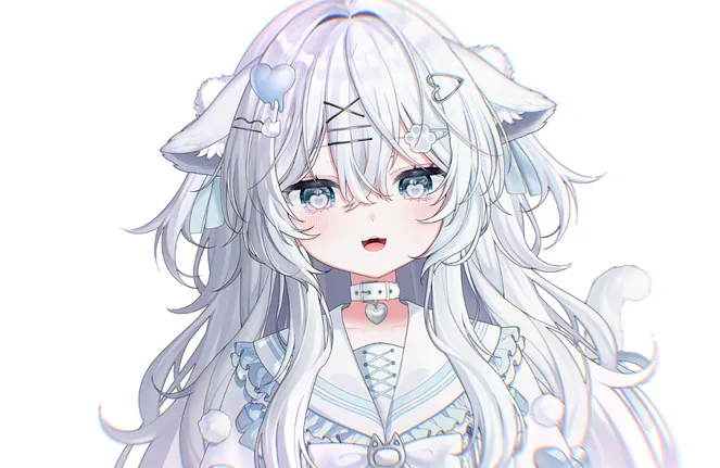 🤍白色×水色🩵ふわふわタレ耳猫【限定1点】 - Mii - nizima by Live2D