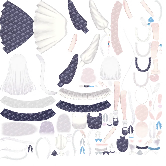 限定1点】白猫の女の子【パーツ分け済PSD】 - Jasmine - nizima by Live2D