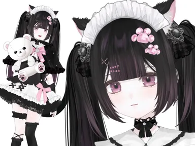 汎用モデル】茶猫みみの女の子【カラーカスタマイズ/差分7種】 - ぷわ