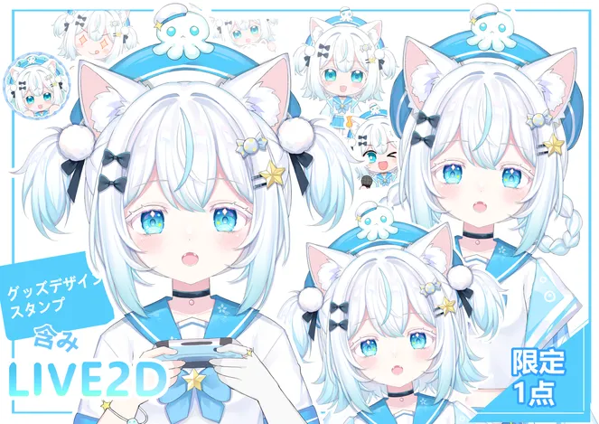 限定1点】猫耳のセーラー服少女 - ネコミミ100% - nizima by Live2D