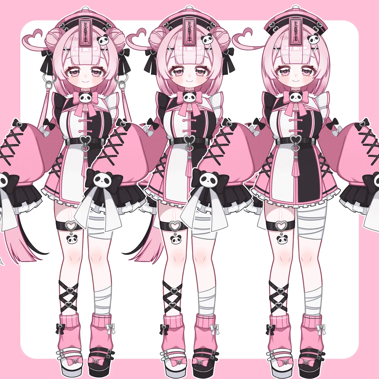 汎用・髪差分付き】地雷×パンダ×キョンシーな女の子【パーツ分け済み