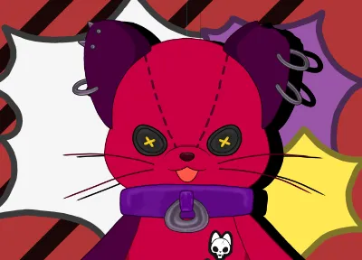苺(紫)の猫ちゃん♡ ピンクネコミミちゃん、かわいい髪型差分付き！【一点物】 - もふもふ