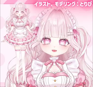 ピンク髪Vtuberちゃん（猫耳＋しっぽ、ハーフツイン差分など