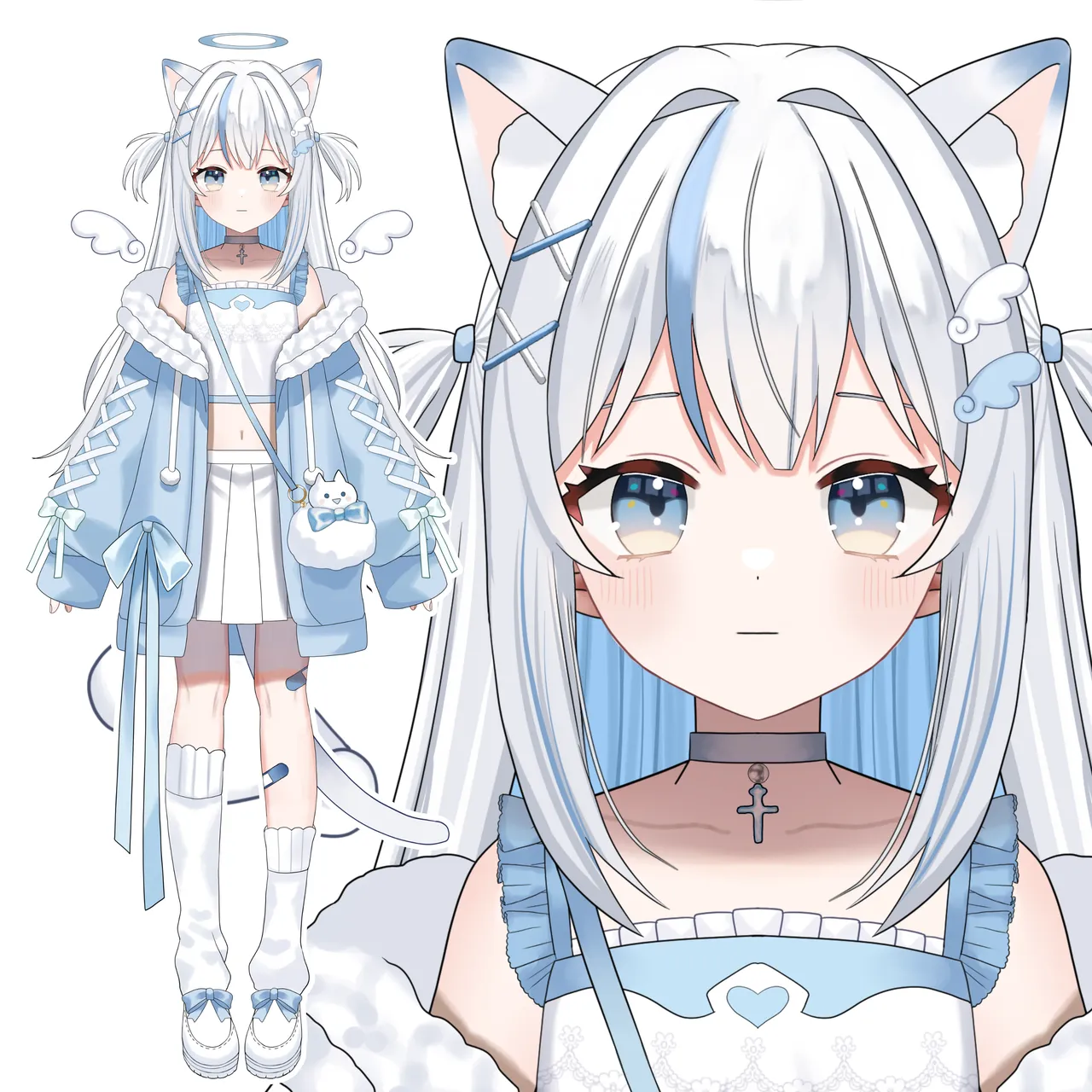 限定1点】水色天使ねこちゃん【VTS,VBridger対応】 - 八百枝 豆ノ助