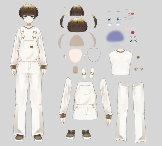 パーツ分け済みPSD】オーバーオールの男の子 - 冬乃製作所☆12/27〜1/4
