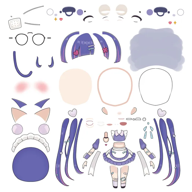 練習用】『パーツ分け済PSDイラスト』メンヘラゆるふわメイド - 櫻てっ