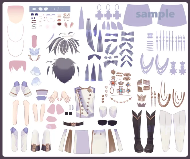 パーツ分け済みPSD】王冠クマ王子【限定1点】 - あさ - nizima by Live2D