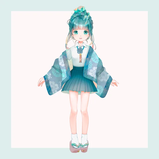 ♪週末お値下げ中♪＼青緑の渦巻きお団子の女の子／ - そらめめの