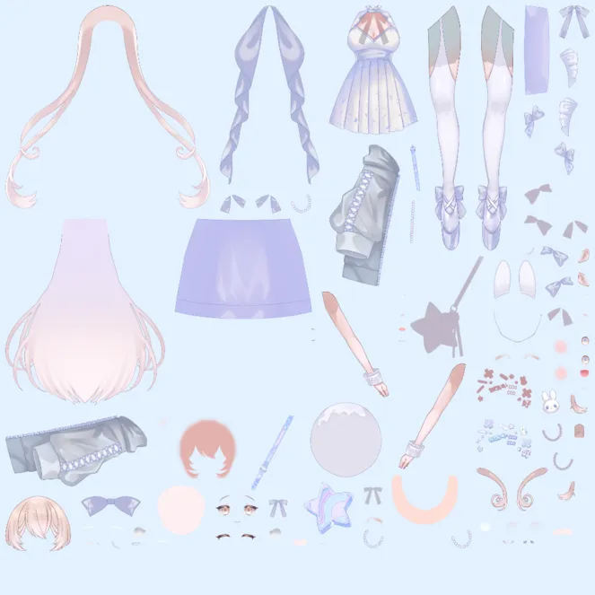 パーツ分けPSD】パステルうさぎちゃん【限定1点】 - Ryui - nizima by