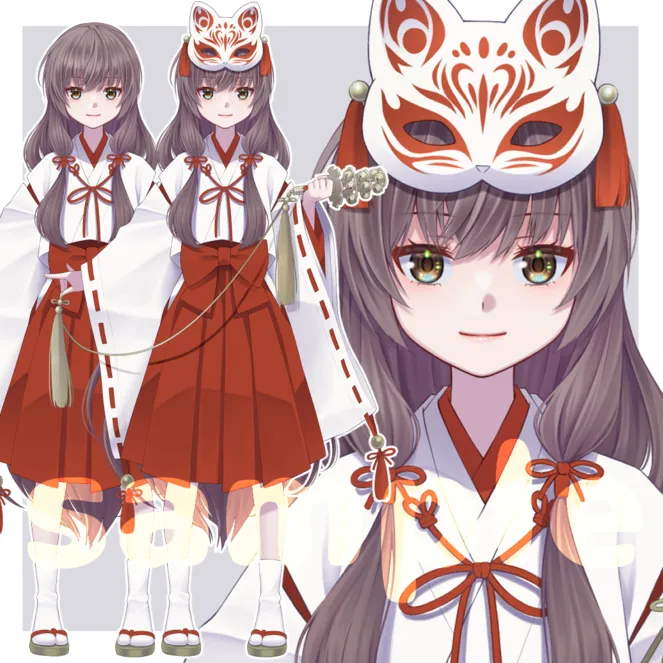 限定1点・立ち絵】お面の巫女【表情4種】お面・小物差分有 - あさ