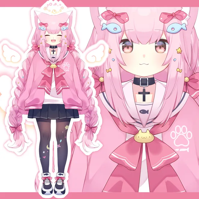三つ編み猫耳ちゃん【パーツ分けPSD】 - ポテノキ - nizima by