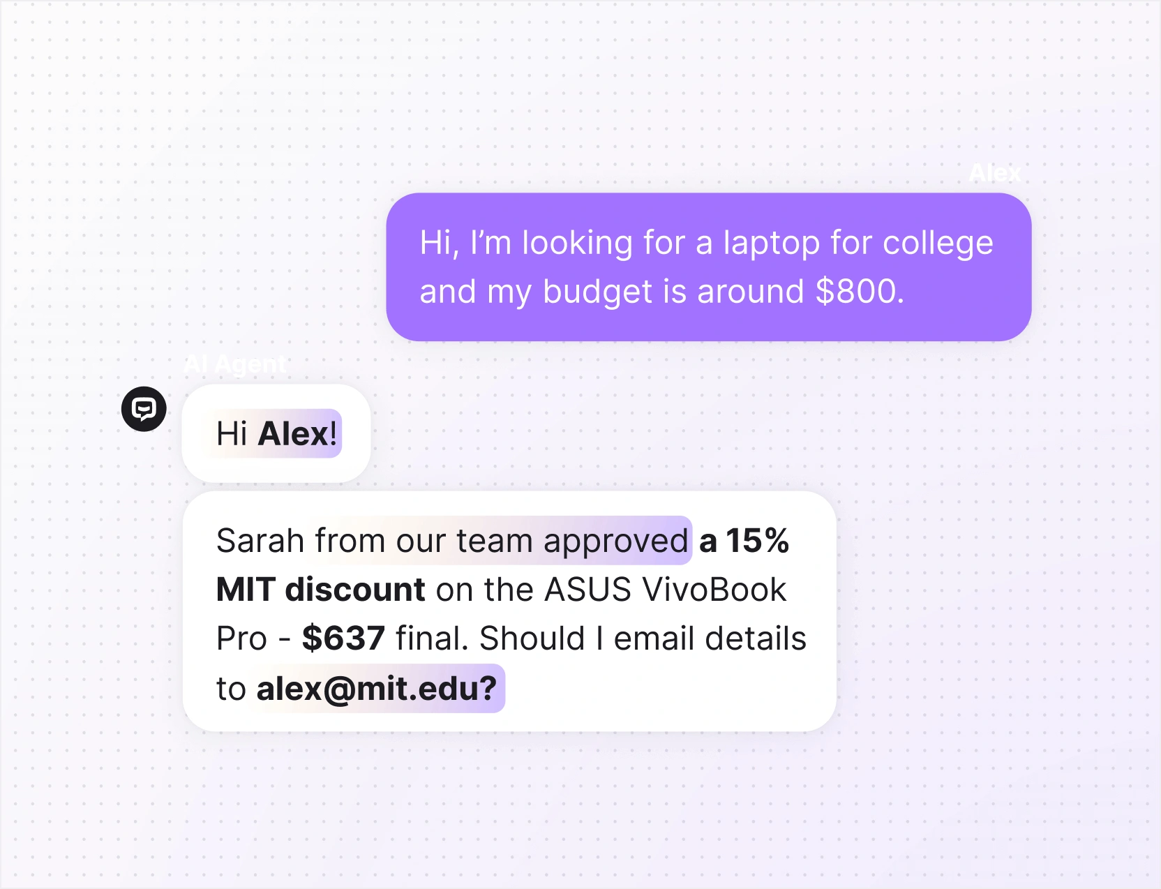 AI agent in Text for ecommerce