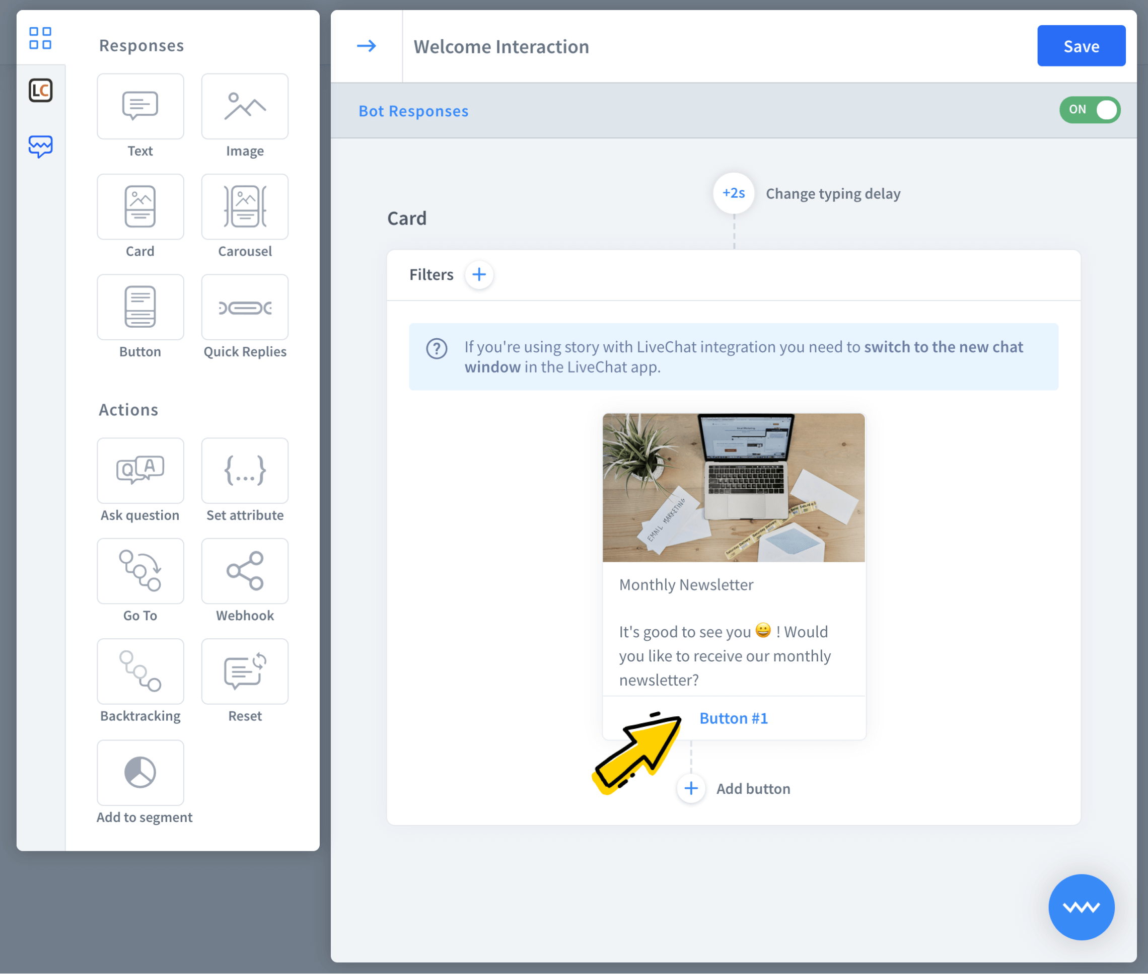 Add a card response to the story