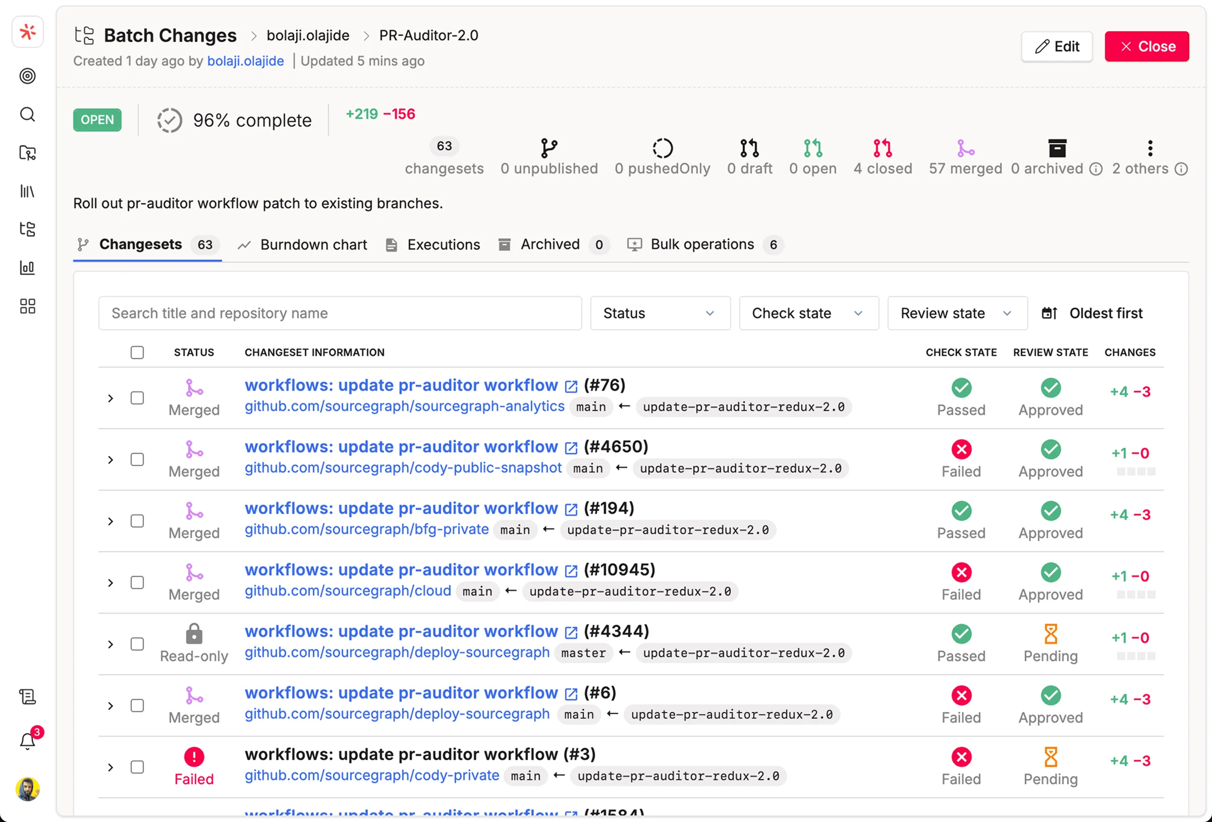 Batch Changes product preview