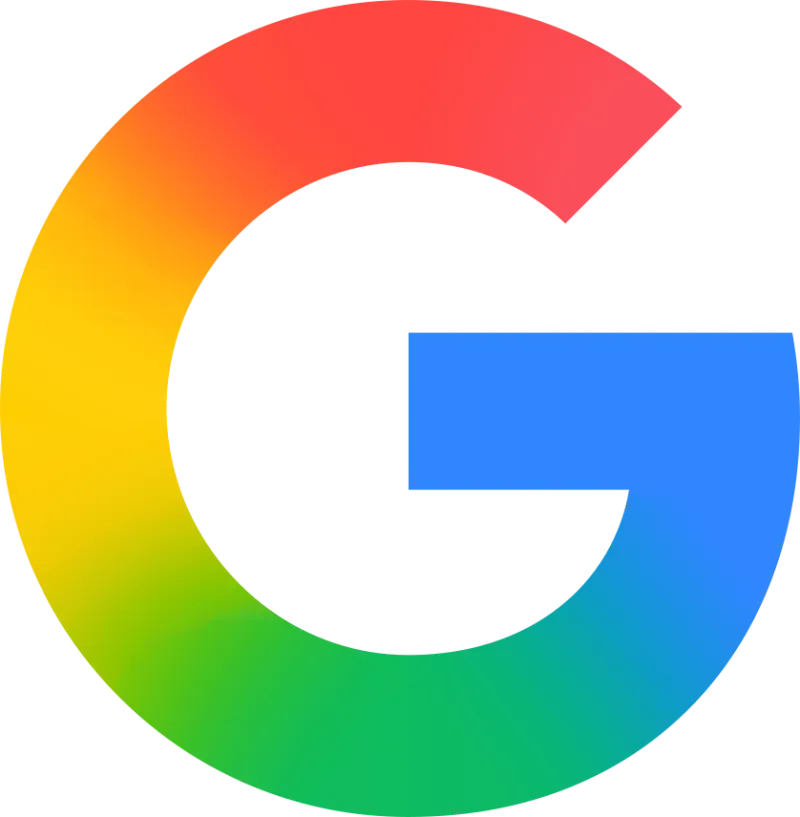 Google's multicolored 'G' logo with gradient colors: red, yellow, green, and blue