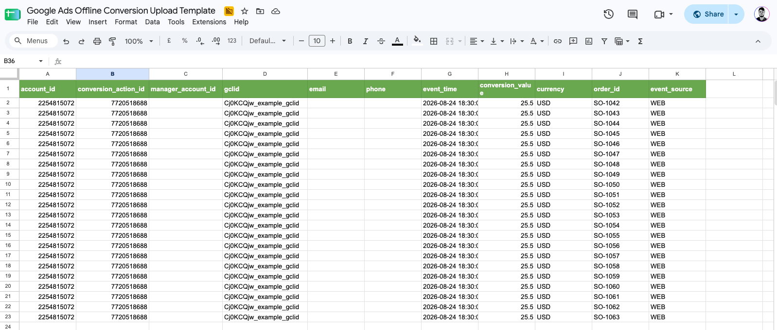 google ads offline conversion uploader from google sheets