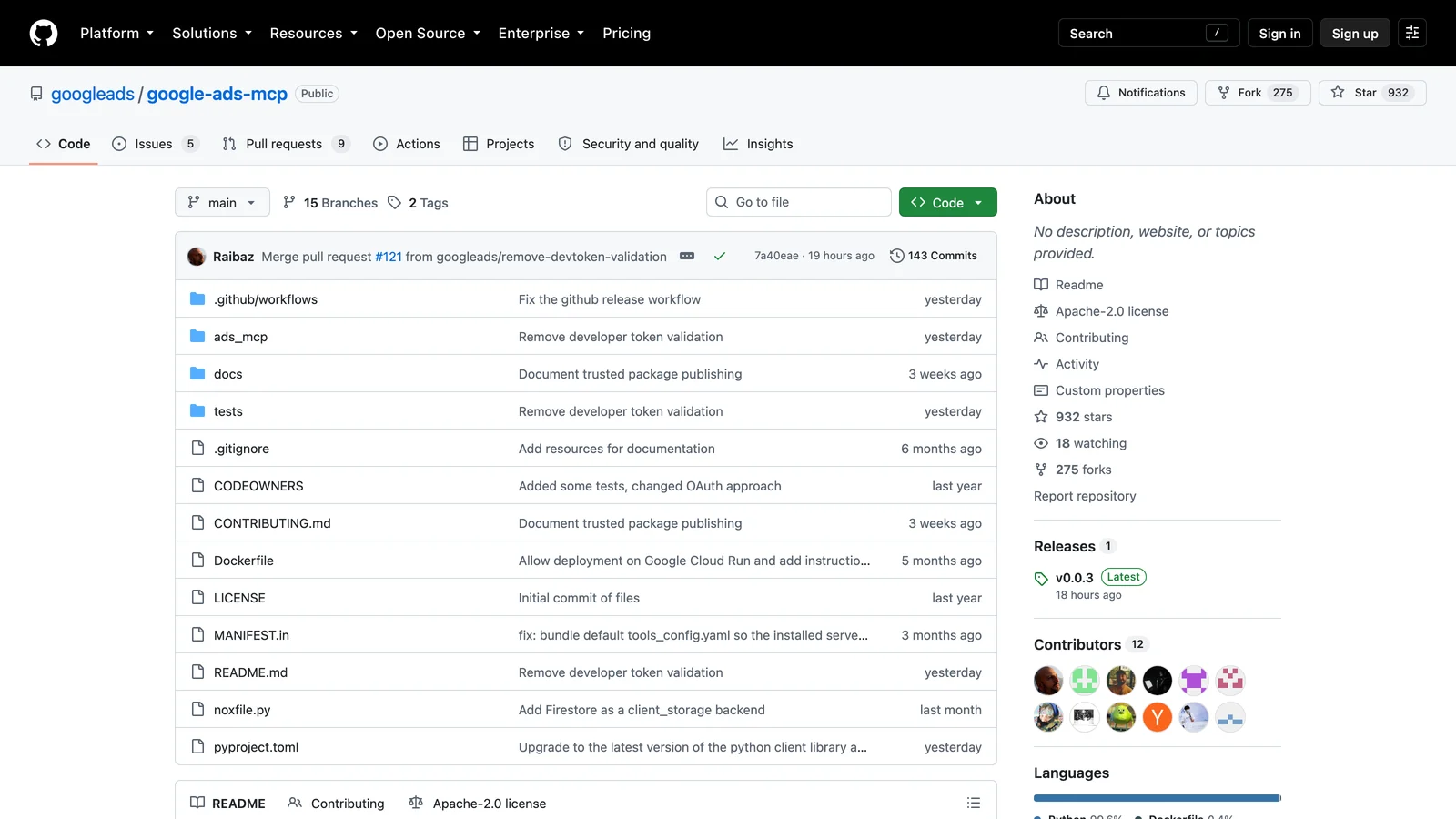 Google's official Google Ads MCP server on GitHub