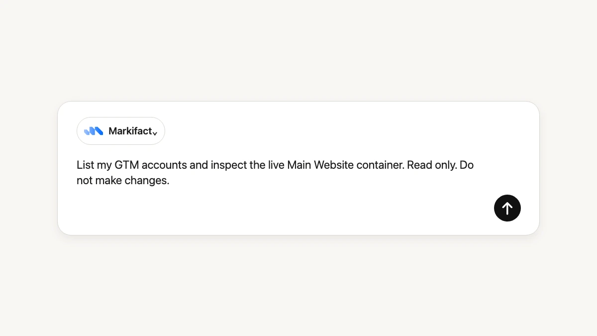 ChatGPT composer with Markifact selected for a GTM request