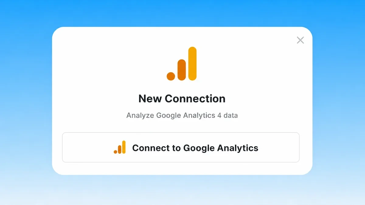 Markifact Google Analytics connection dialog with a Connect to Google Analytics button