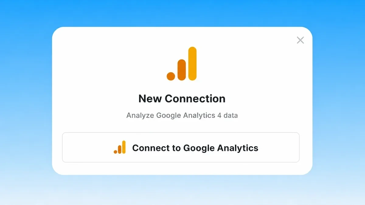 Markifact Google Analytics connection dialog with a Connect to Google Analytics button