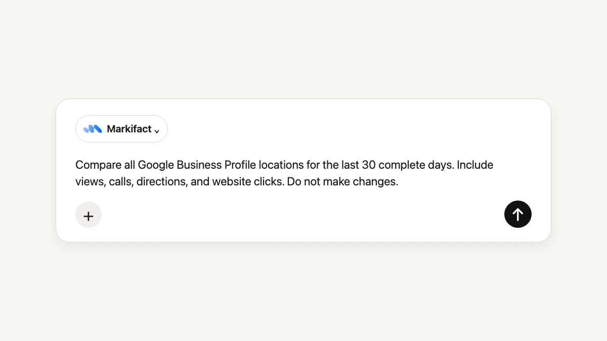 ChatGPT composer with Markifact selected for a Business Profile report