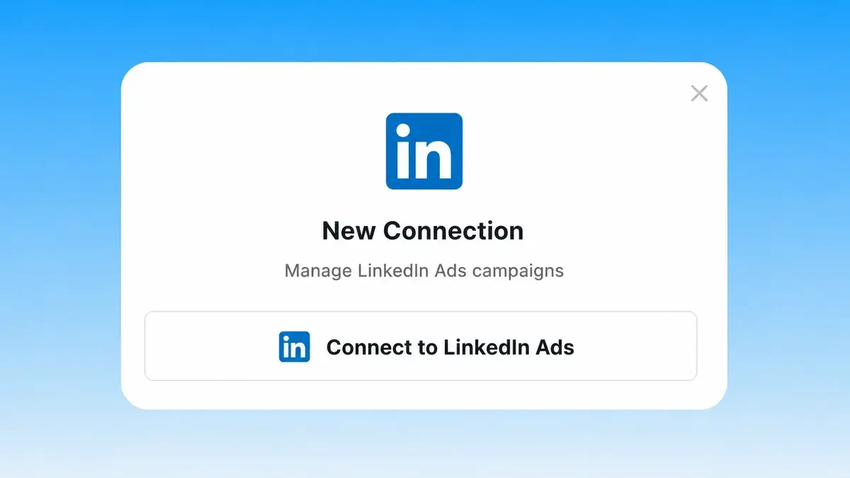Markifact LinkedIn Ads connection screen with a Connect to LinkedIn Ads button