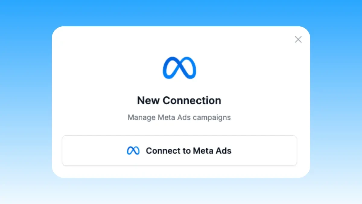 Markifact dialog with a Connect to Meta Ads action
