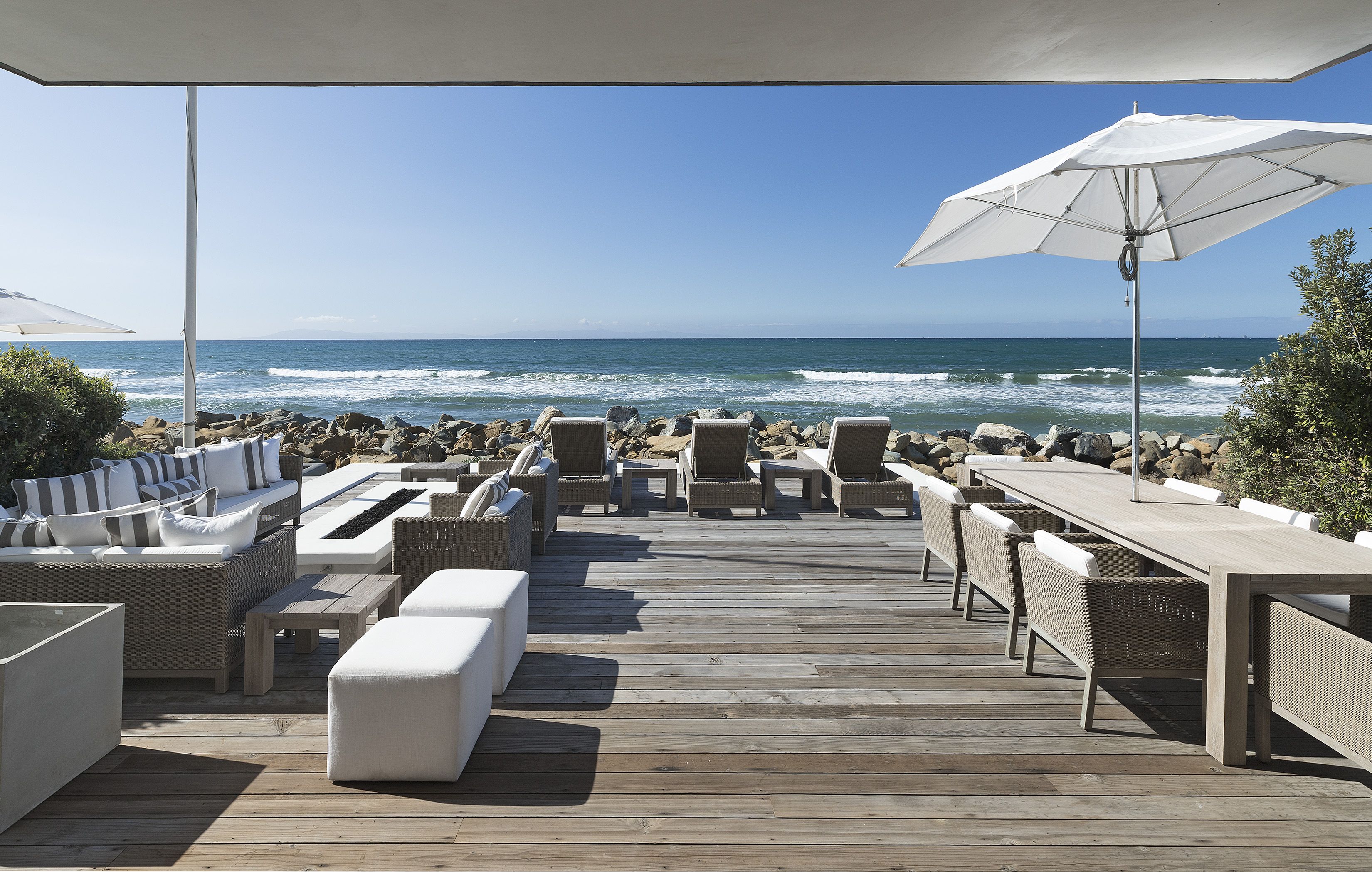 backyard patio steps from the ocean