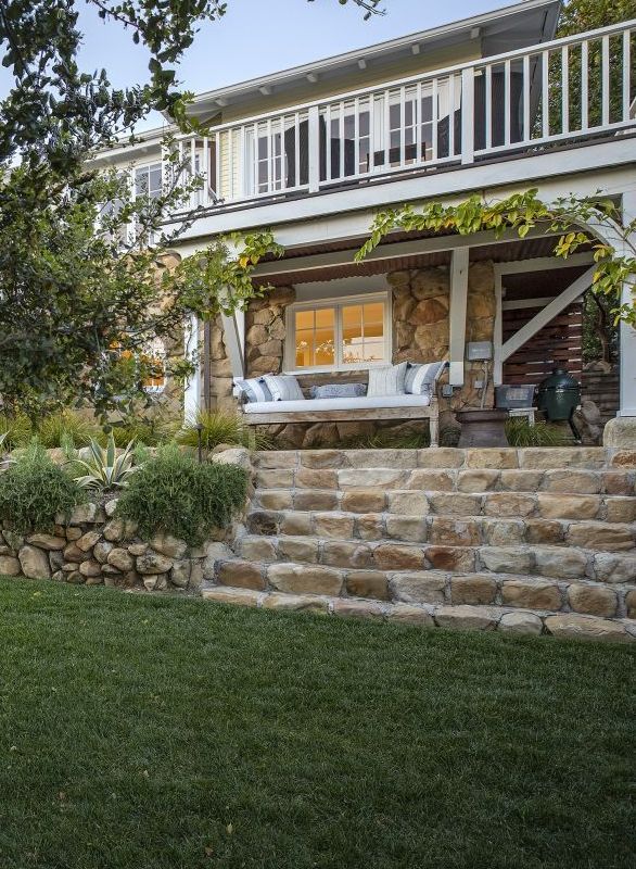 backyard steps up to patio