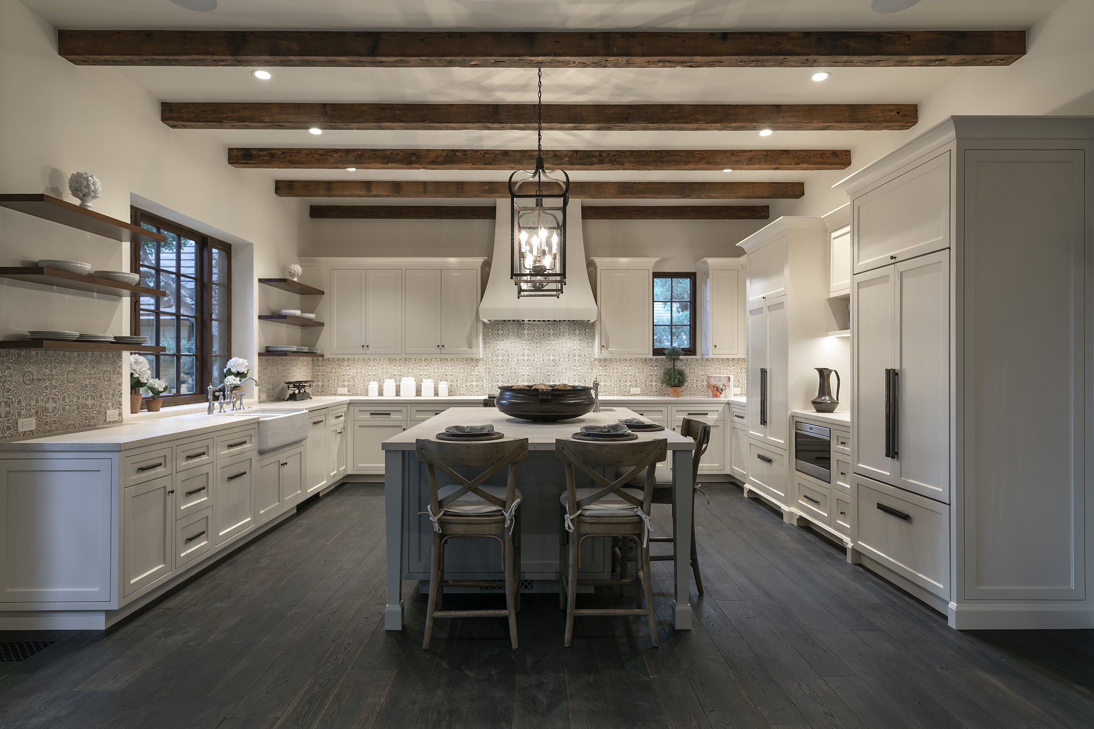 large open kitchen with bar seating