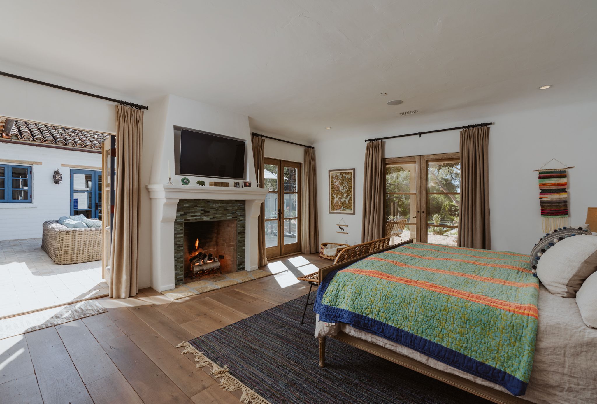 bedroom with exterior french doors